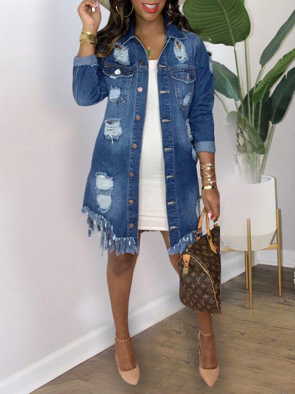 Distressed Fringe Denim Jacket