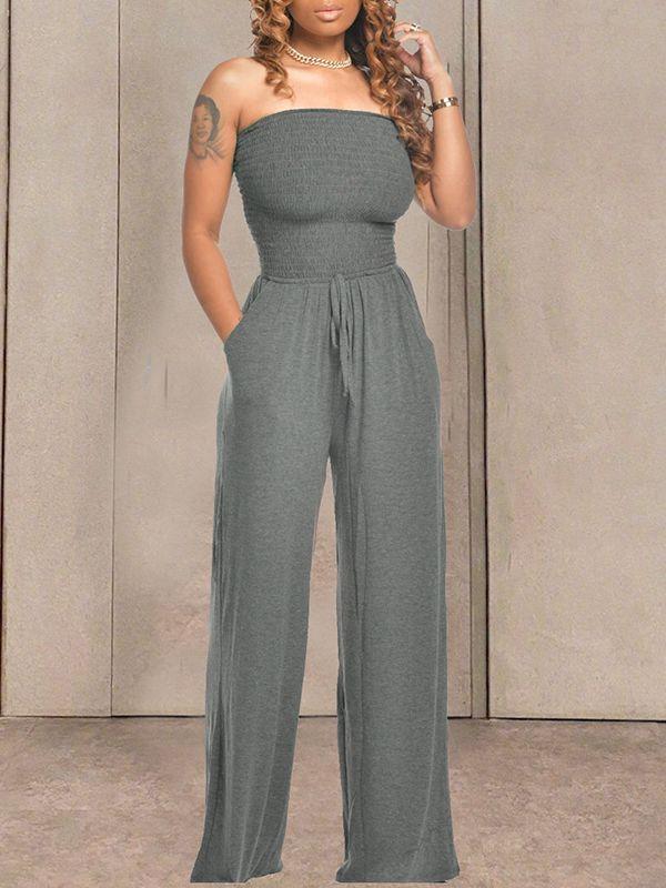 Smocked Bandeau Jumpsuit